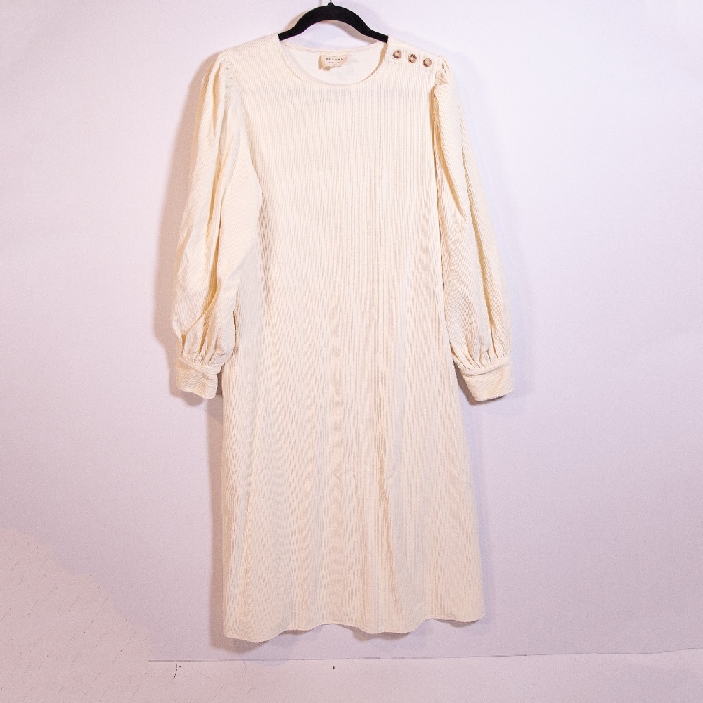 Sezane | Cream Midi Dress corduroy